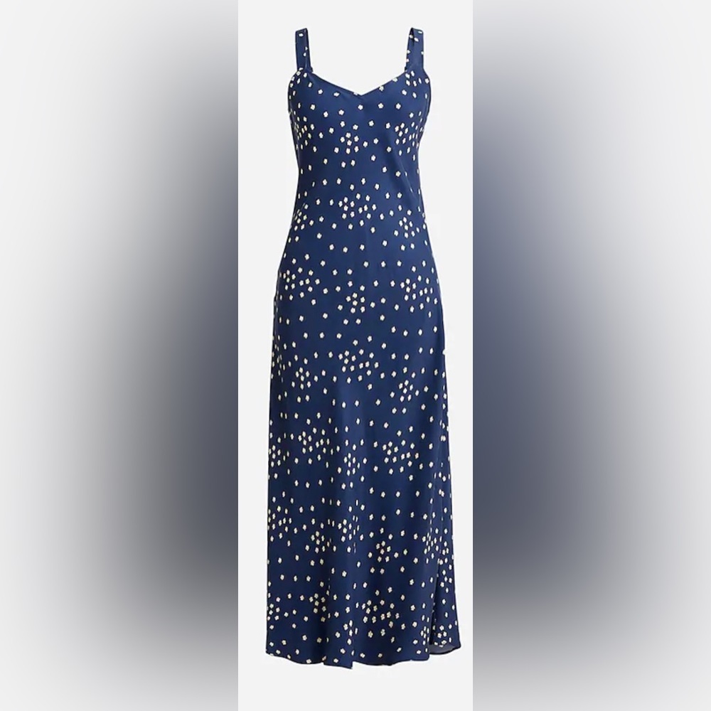 New JCrew Gwyneth V-neck cupro-blend slip dress in tiny blooms print